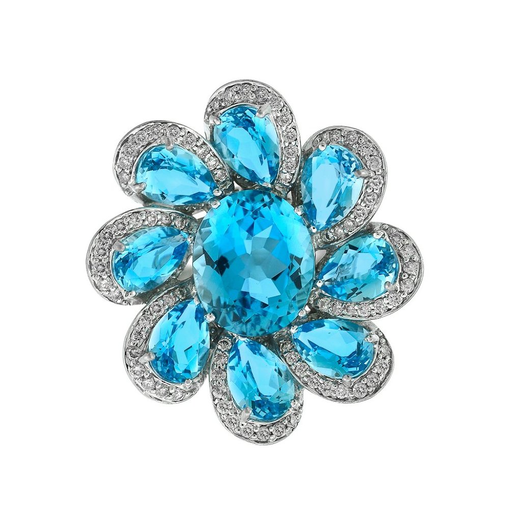 6.75 CTW Blue Topaz and 0.75 CTW Diamond Ring
